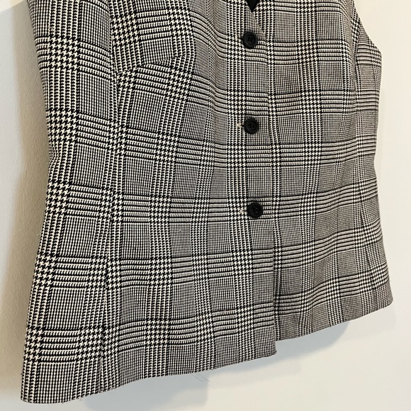 Glen Check Vest Waistcoat Vintage 90s V-Neck Size 6 Petite Nine & Co. - Picture 4 of 8